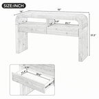 Table console en bois naturel délavé à 2 tiroirs avec étagères ouvertes, assemblage par 1 personne