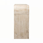 Table console en bois naturel délavé à 2 tiroirs avec étagères ouvertes, assemblage par 1 personne