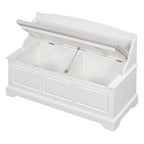 Banc de rangement pour chaussures rétro avec coussin, 2 places, Blanc / Expresso / Bleu marine antique