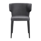 Chaise de salle à manger à dossier haut gris foncé / ivoire / noir – cuir PU et velours, un siège