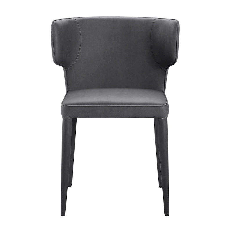 Chaise de salle à manger à dossier haut gris foncé / ivoire / noir – cuir PU et velours, un siège