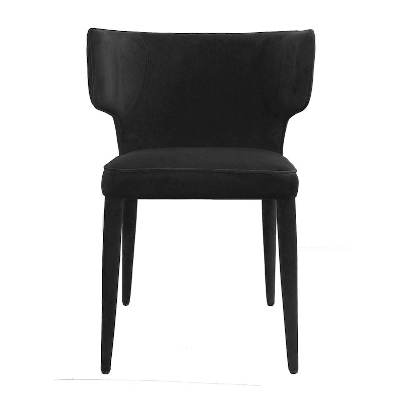 Chaise de salle à manger à dossier haut gris foncé / ivoire / noir – cuir PU et velours, un siège