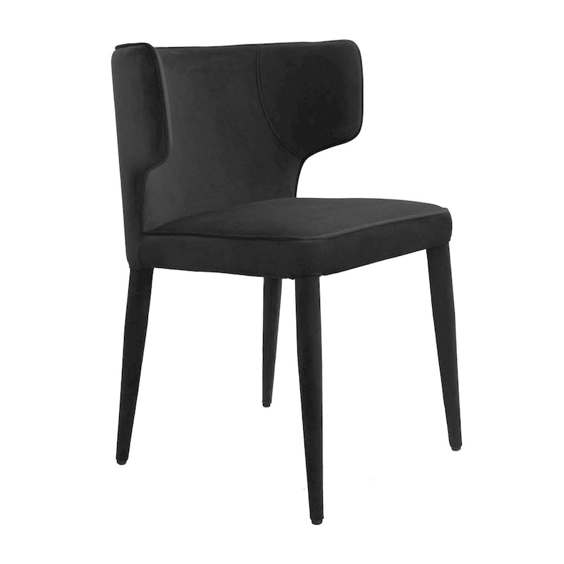Chaise de salle à manger à dossier haut gris foncé / ivoire / noir – cuir PU et velours, un siège