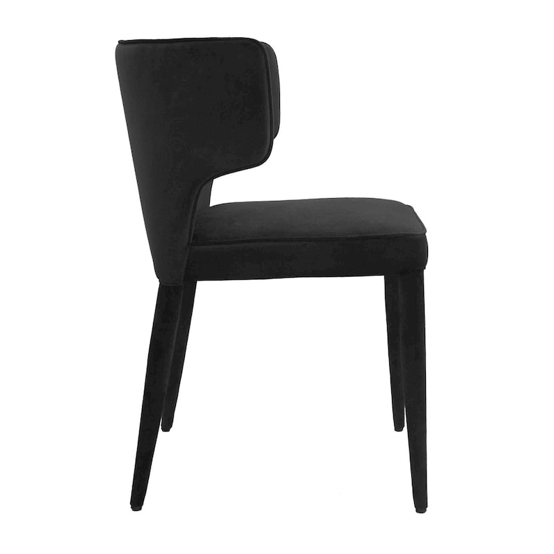 Chaise de salle à manger à dossier haut gris foncé / ivoire / noir – cuir PU et velours, un siège