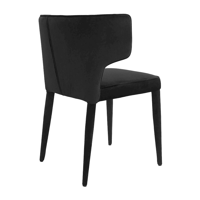 Chaise de salle à manger à dossier haut gris foncé / ivoire / noir – cuir PU et velours, un siège