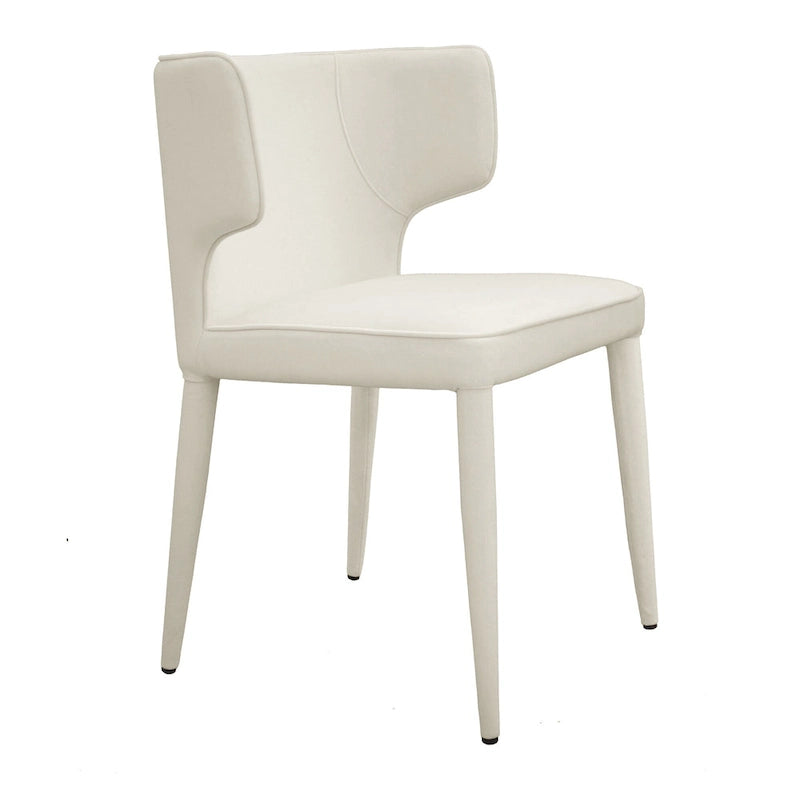 Chaise de salle à manger à dossier haut gris foncé / ivoire / noir – cuir PU et velours, un siège