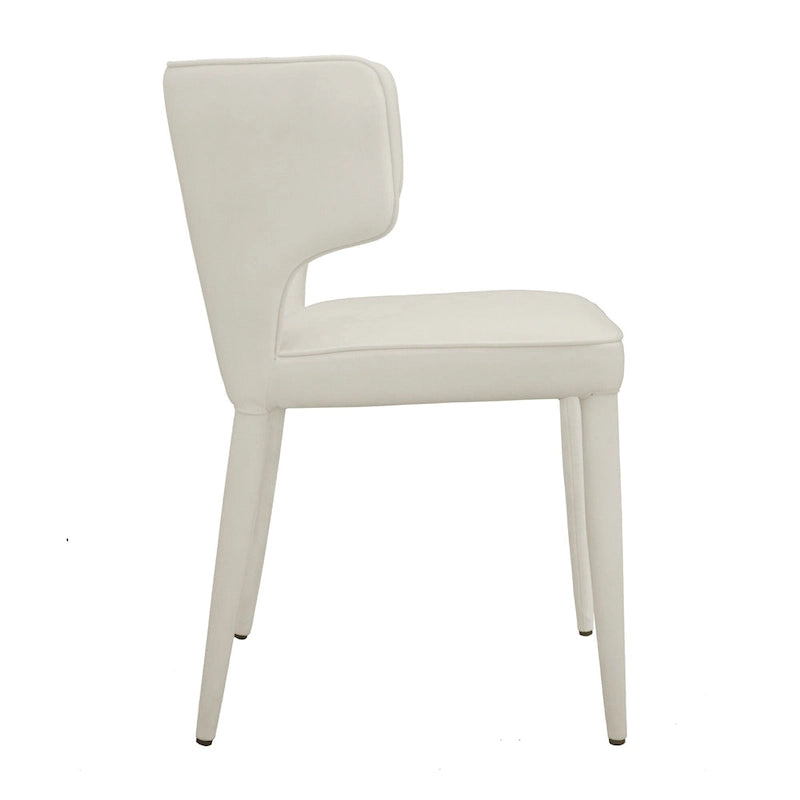 Chaise de salle à manger à dossier haut gris foncé / ivoire / noir – cuir PU et velours, un siège