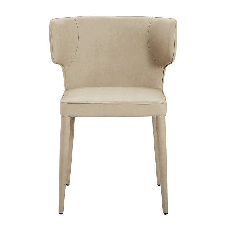 Chaise de salle à manger à dossier haut gris foncé / ivoire / noir – cuir PU et velours, un siège