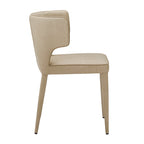 Chaise de salle à manger à dossier haut gris foncé / ivoire / noir – cuir PU et velours, un siège