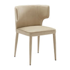 Chaise de salle à manger à dossier haut gris foncé / ivoire / noir – cuir PU et velours, un siège
