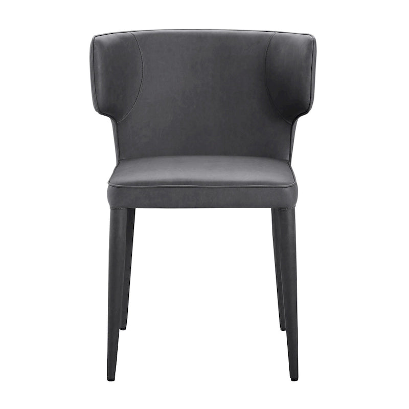Chaise de salle à manger à dossier haut gris foncé / ivoire / noir – cuir PU et velours, un siège