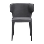Chaise de salle à manger à dossier haut gris foncé / ivoire / noir – cuir PU et velours, un siège