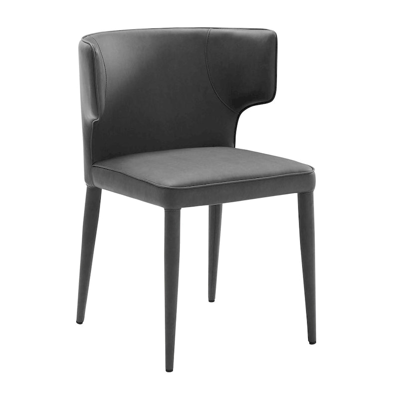 Chaise de salle à manger à dossier haut gris foncé / ivoire / noir – cuir PU et velours, un siège