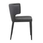 Chaise de salle à manger à dossier haut gris foncé / ivoire / noir – cuir PU et velours, un siège