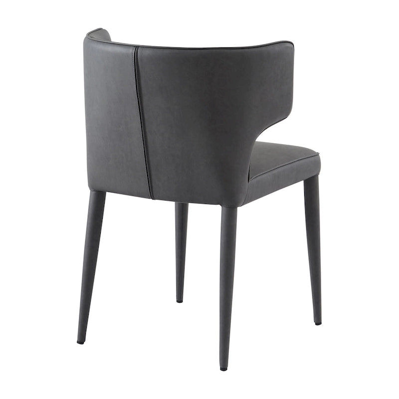 Chaise de salle à manger à dossier haut gris foncé / ivoire / noir – cuir PU et velours, un siège