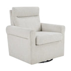 Fauteuil pivotant 1 place en tissu bouclette avoine/marron clair