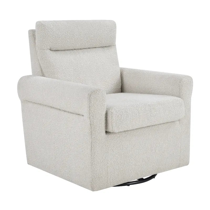 Fauteuil pivotant 1 place en tissu bouclette avoine/marron clair