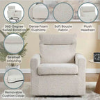 Fauteuil pivotant 1 place en tissu bouclette avoine/marron clair
