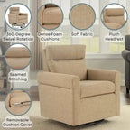 Fauteuil pivotant 1 place en tissu bouclette avoine/marron clair