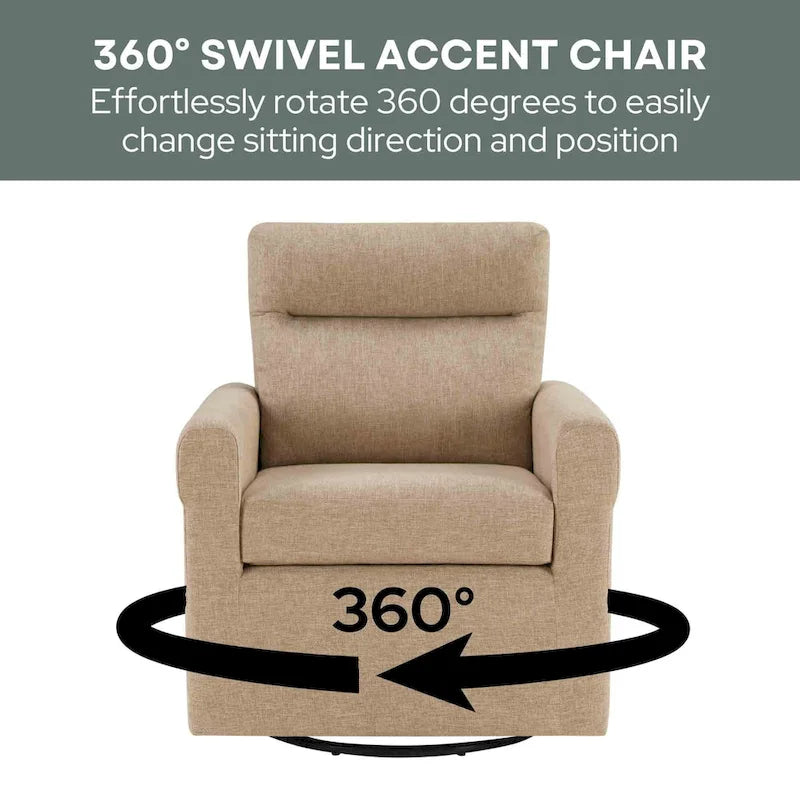 Fauteuil pivotant 1 place en tissu bouclette avoine/marron clair