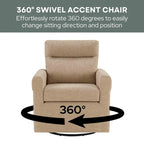 Fauteuil pivotant 1 place en tissu bouclette avoine/marron clair
