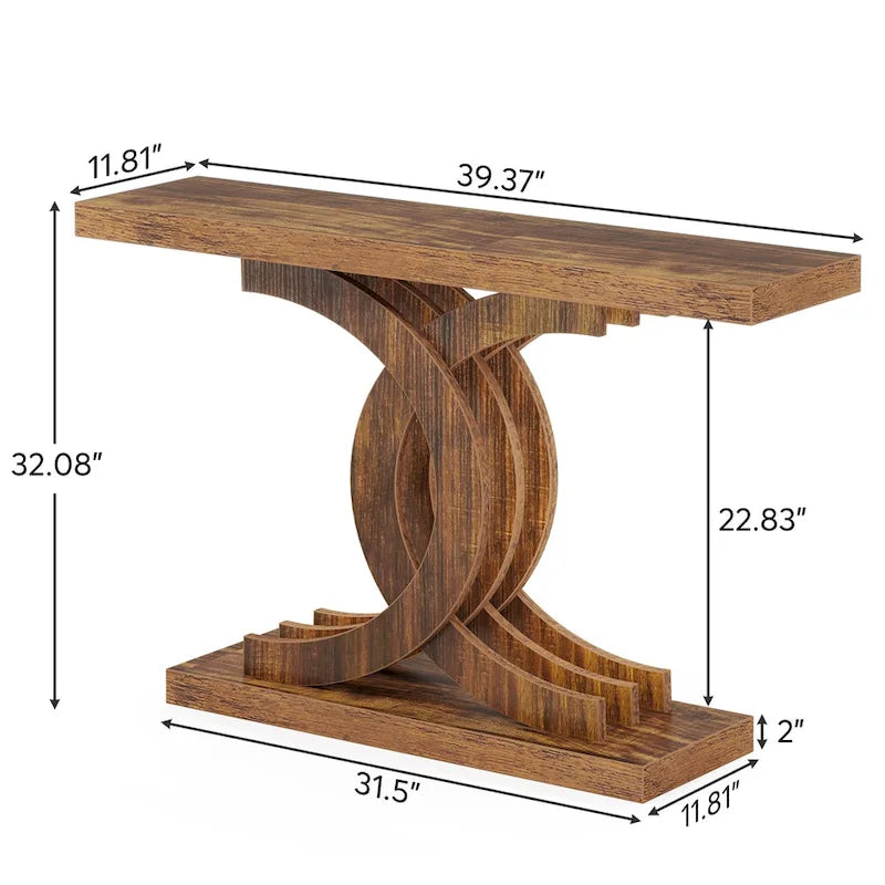 Table console de ferme grise / marron, 99 cm, assemblage par 1 personne