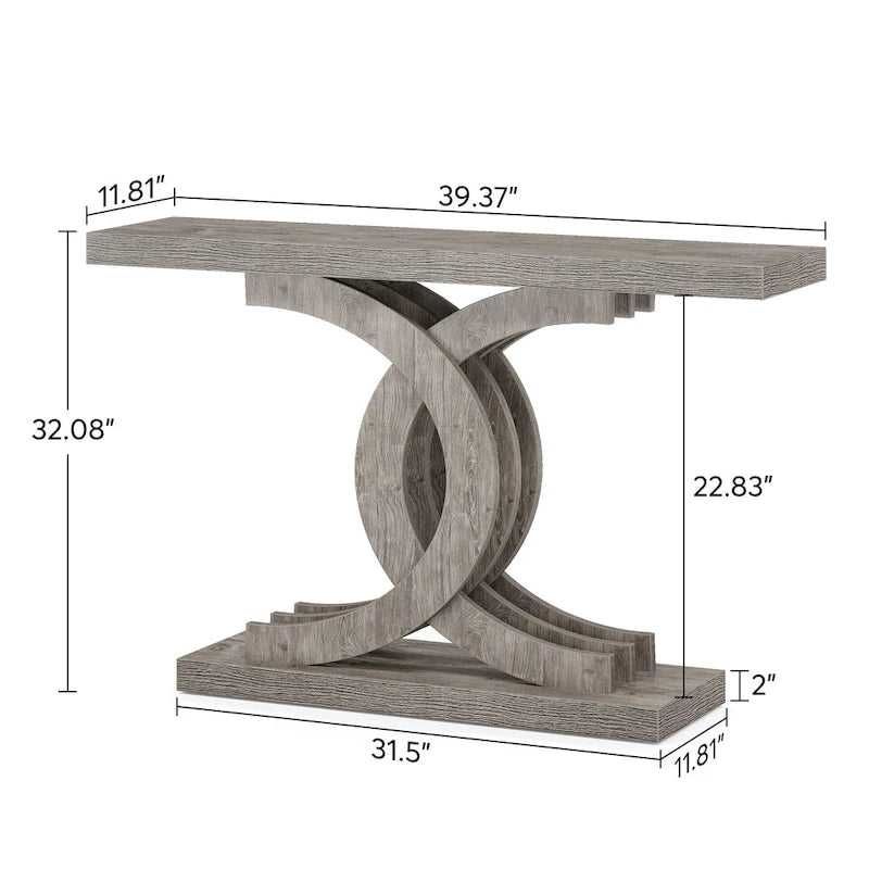 Table console de ferme grise / marron, 99 cm, assemblage par 1 personne
