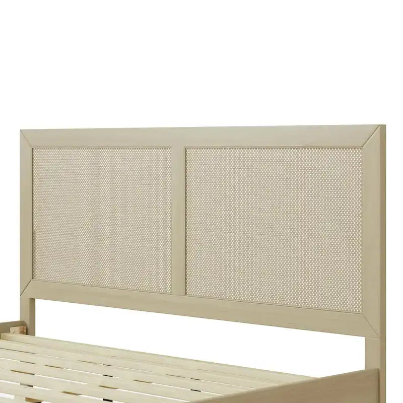 Natural King Platform Bed, Mid-Century Style, Sleeps 2