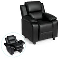 Fauteuil inclinable pour enfant en cuir PU noir avec accoudoir de rangement rabattable – 1 enfant