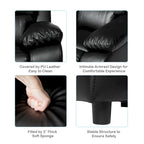 Fauteuil inclinable pour enfant en cuir PU noir avec accoudoir de rangement rabattable – 1 enfant