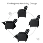 Fauteuil inclinable pour enfant en cuir PU noir avec accoudoir de rangement rabattable – 1 enfant