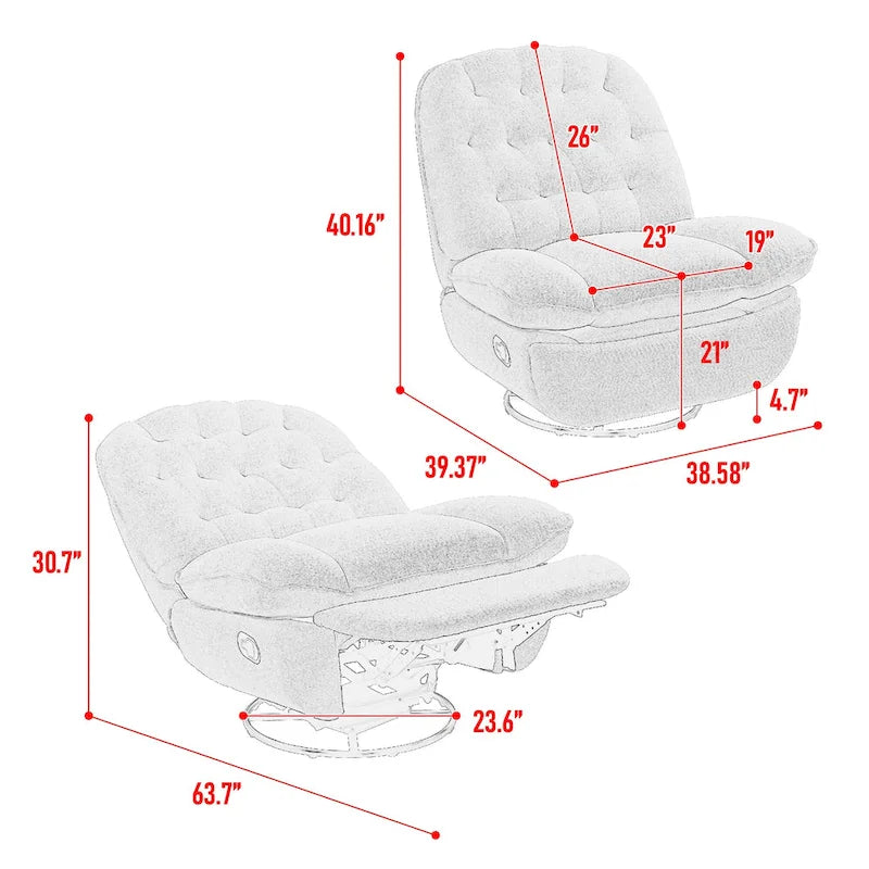 Fauteuil inclinable et pivotant en chenille jaune pour 1 personne