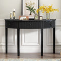 Console noire / bleu marine / blanc antique avec 3 tiroirs à rayures, assemblage par 1 personne, pour entrée et couloir