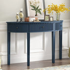 Console noire / bleu marine / blanc antique avec 3 tiroirs à rayures, assemblage par 1 personne, pour entrée et couloir