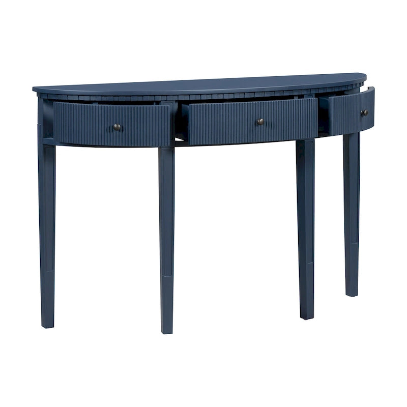 Black / Navy Blue / Antique White Console Table with 3 Stripe Drawers, 1-Person Assembly, for Entryway & Hallway