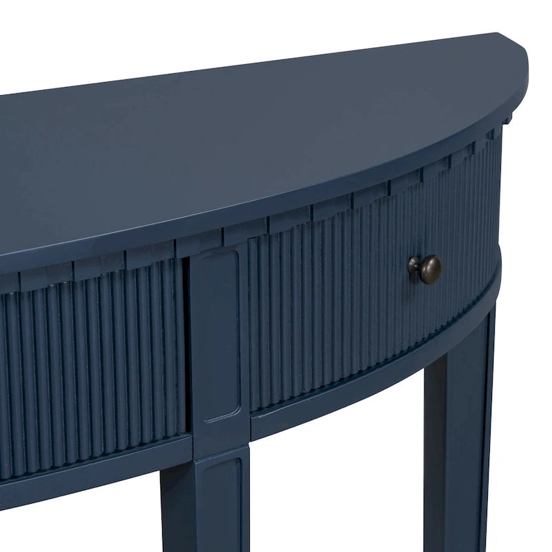 Console noire / bleu marine / blanc antique avec 3 tiroirs à rayures, assemblage par 1 personne, pour entrée et couloir