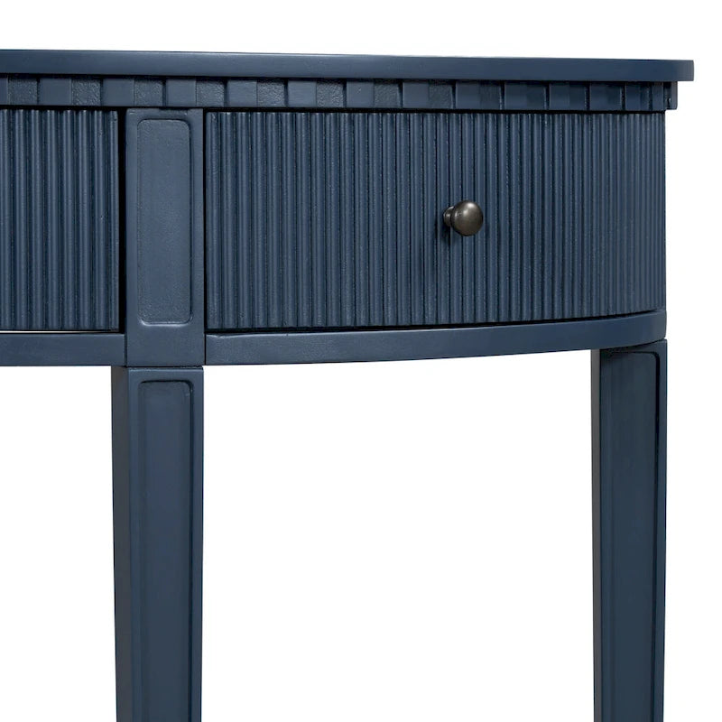 Console noire / bleu marine / blanc antique avec 3 tiroirs à rayures, assemblage par 1 personne, pour entrée et couloir