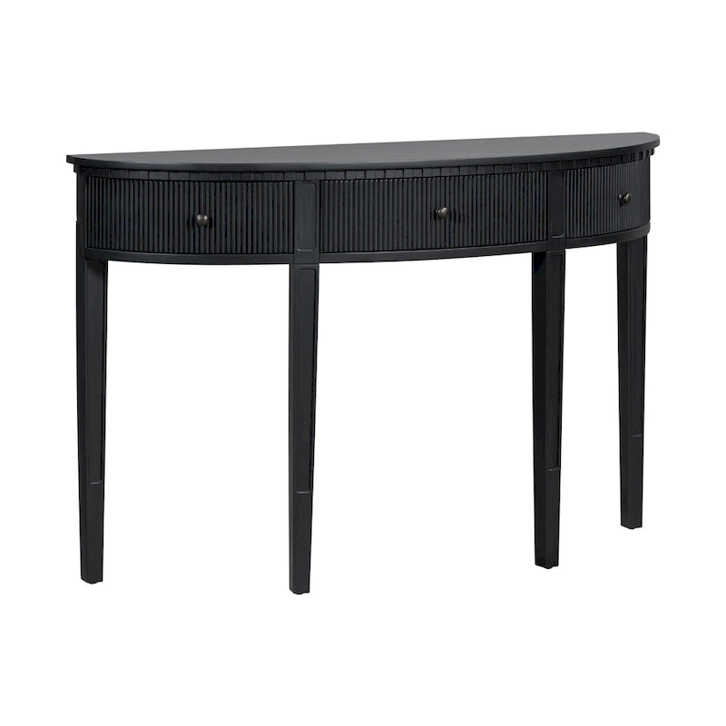 Console noire / bleu marine / blanc antique avec 3 tiroirs à rayures, assemblage par 1 personne, pour entrée et couloir