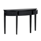Console noire / bleu marine / blanc antique avec 3 tiroirs à rayures, assemblage par 1 personne, pour entrée et couloir