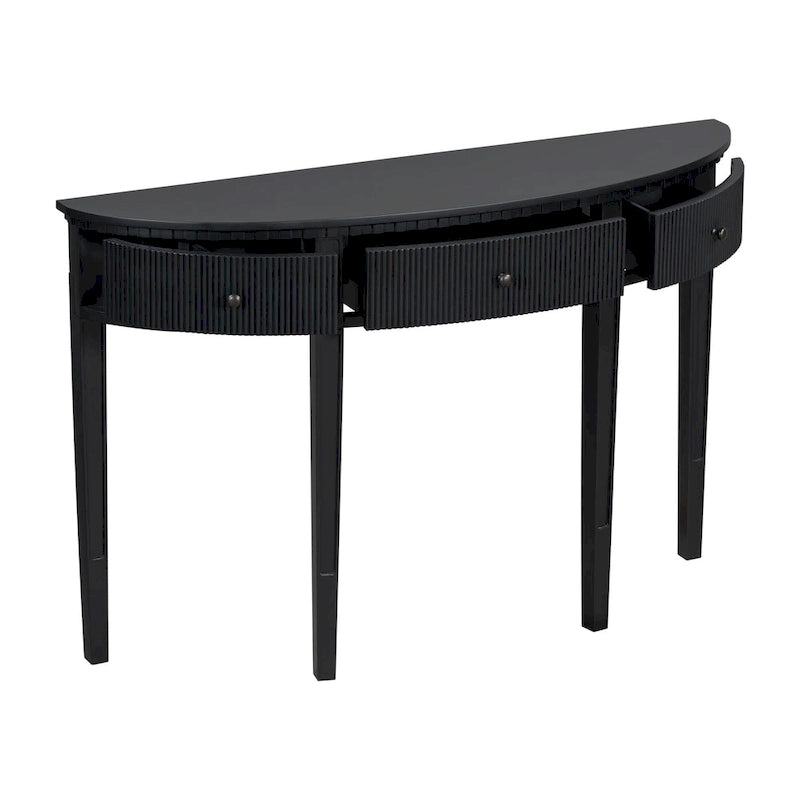 Console noire / bleu marine / blanc antique avec 3 tiroirs à rayures, assemblage par 1 personne, pour entrée et couloir