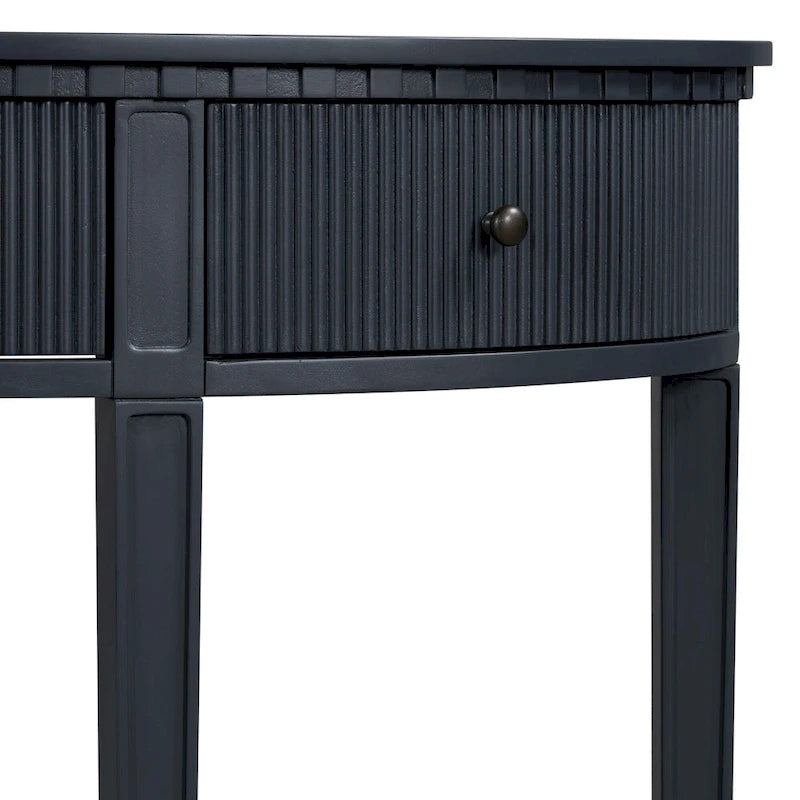 Console noire / bleu marine / blanc antique avec 3 tiroirs à rayures, assemblage par 1 personne, pour entrée et couloir