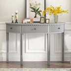 Console noire / bleu marine / blanc antique avec 3 tiroirs à rayures, assemblage par 1 personne, pour entrée et couloir
