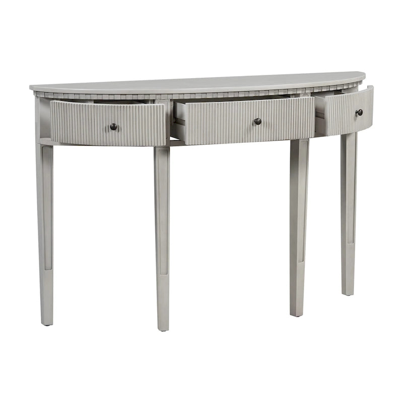 Console noire / bleu marine / blanc antique avec 3 tiroirs à rayures, assemblage par 1 personne, pour entrée et couloir