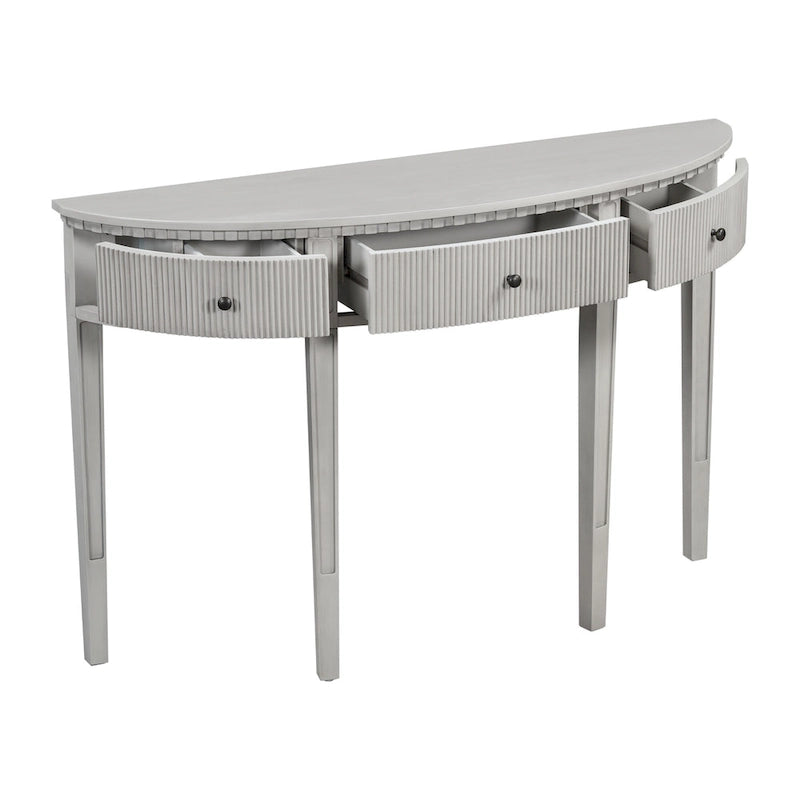 Console noire / bleu marine / blanc antique avec 3 tiroirs à rayures, assemblage par 1 personne, pour entrée et couloir
