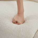 Causeuse 2 places en sherpa blanc avec cadre en bois et 2 oreillers