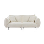 Causeuse 2 places en sherpa blanc avec cadre en bois et 2 oreillers