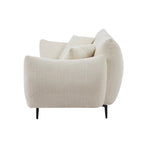 Causeuse 2 places en sherpa blanc avec cadre en bois et 2 oreillers