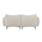 Causeuse 2 places en sherpa blanc avec cadre en bois et 2 oreillers