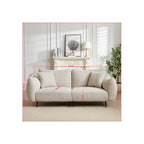 Causeuse 2 places en sherpa blanc avec cadre en bois et 2 oreillers