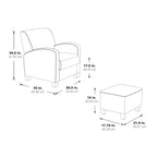 Fauteuil et pouf club à chevrons oranges, pieds expresso, 1 personne